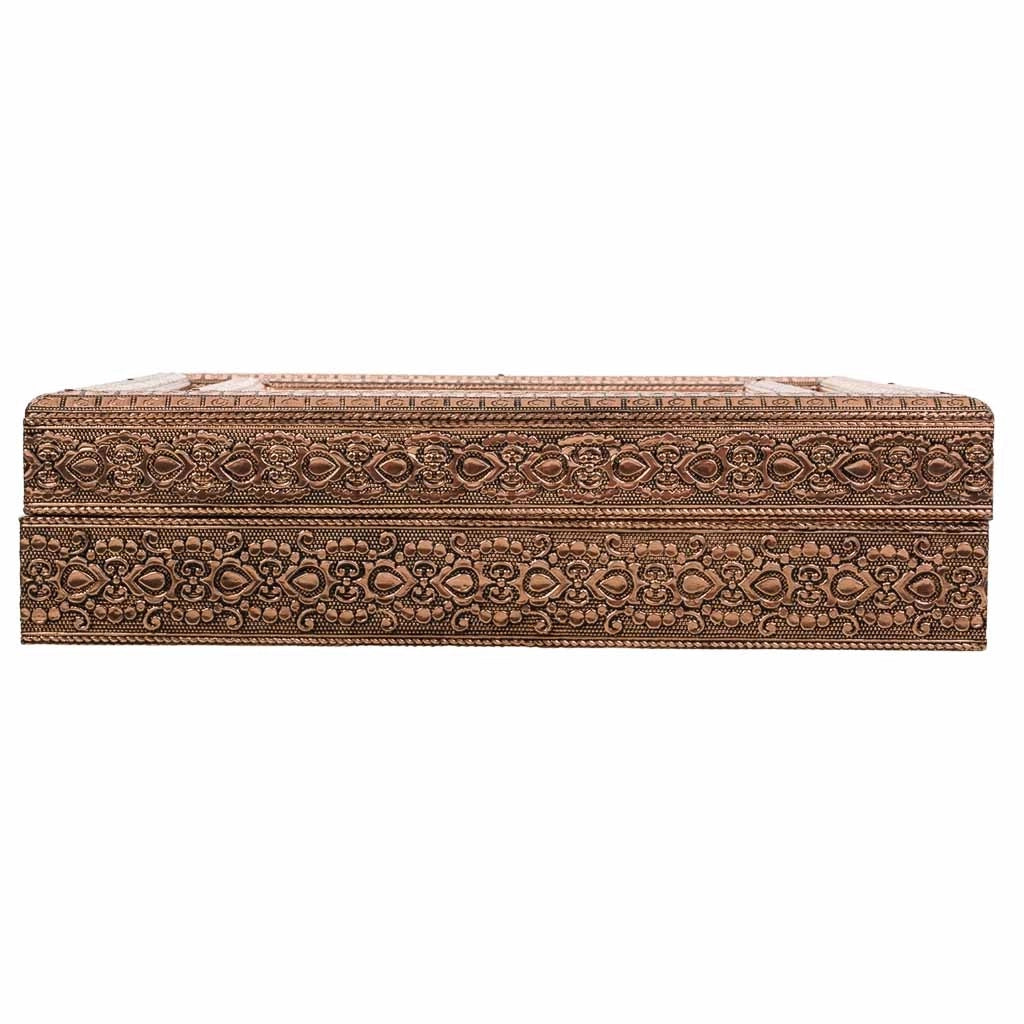 Portagioie in metallo goffrato rame 30x25x7,5h
