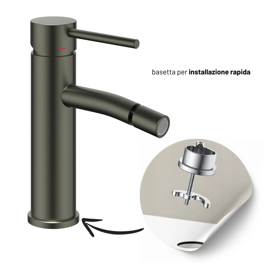 Miscelatore monocomando bidet jazz installazione rapida piletta click clack *** finitura- canna di fucile, confezione 1
