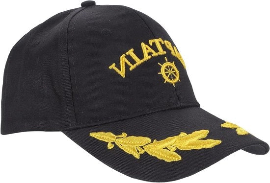 Cappello da capitano di yacht per piloti unisex nero 27x20cm - Adattabile - Cappello da baseball in cotone - Cappello da marina con elastico - Cappello a rete - Cappello da uniforme per piloti - Fuori uso