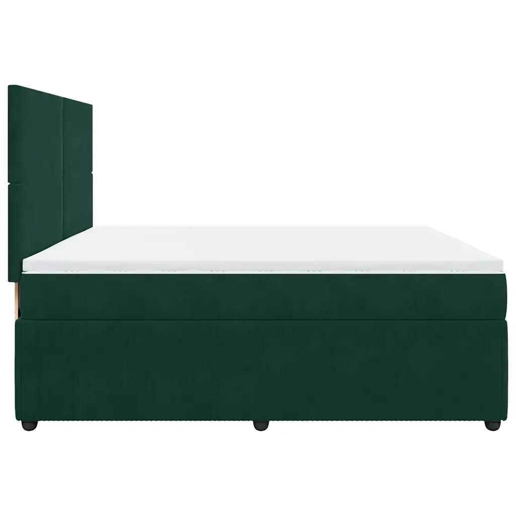 Giroletto a Molle con Materasso Verde Scuro 200x200 cm Velluto