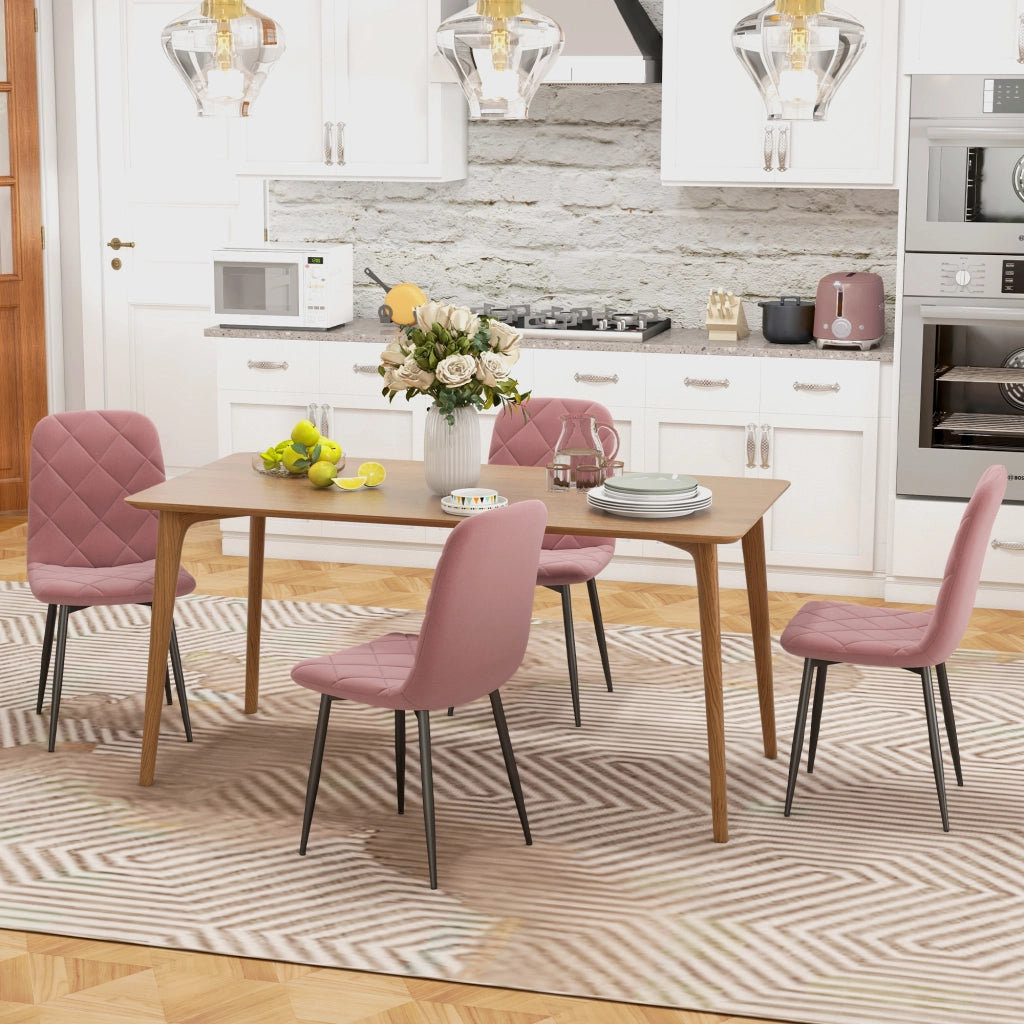 Set di 4 Sedie da Pranzo con Schienale in Velluto ¨C zephmum ¨C Rosa 45x54x87 cm