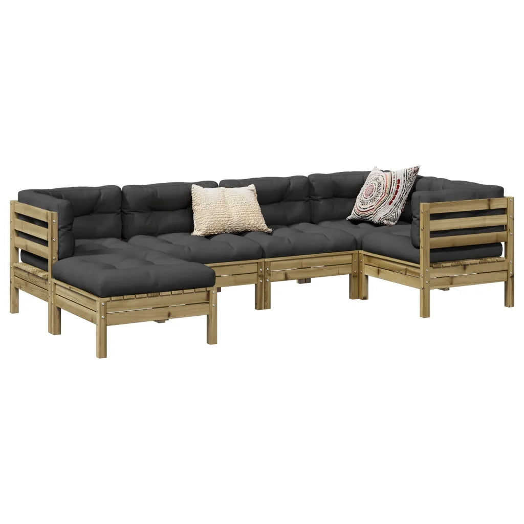 Set Divani da Giardino 6pz con Cuscini Legno Impregnato di Pino 3299529
