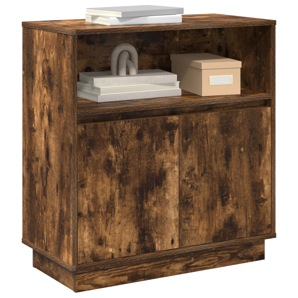 Sideboard con LED Rovere Affumicato 71x34,5x75 cm Legno Ingenerizzato