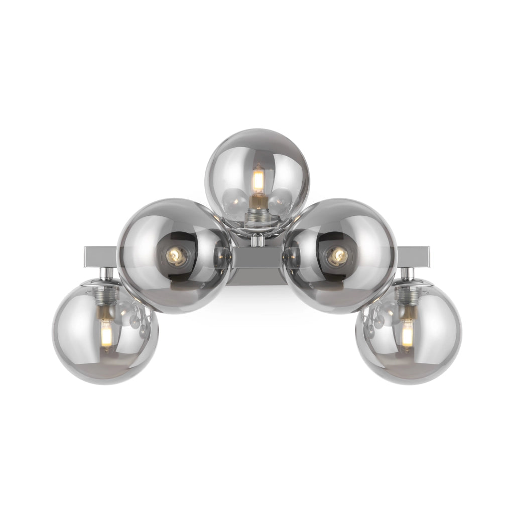 Maytoni Applique contemporanea Dallas 5 luci G9 cromo metallo vetro soffiato fumè