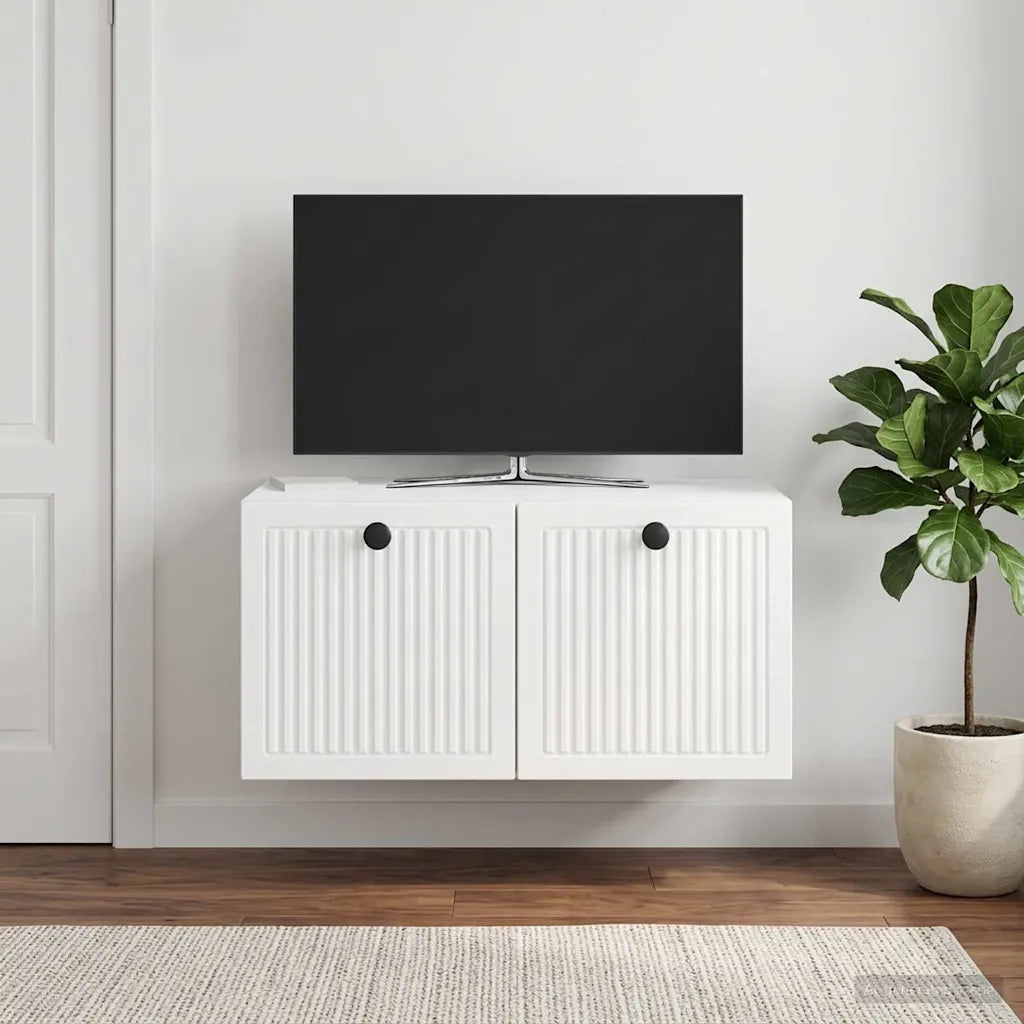 Mobile Porta TV da Muro Bianco Lucido 59,5 x 41 x 30 cm 897999