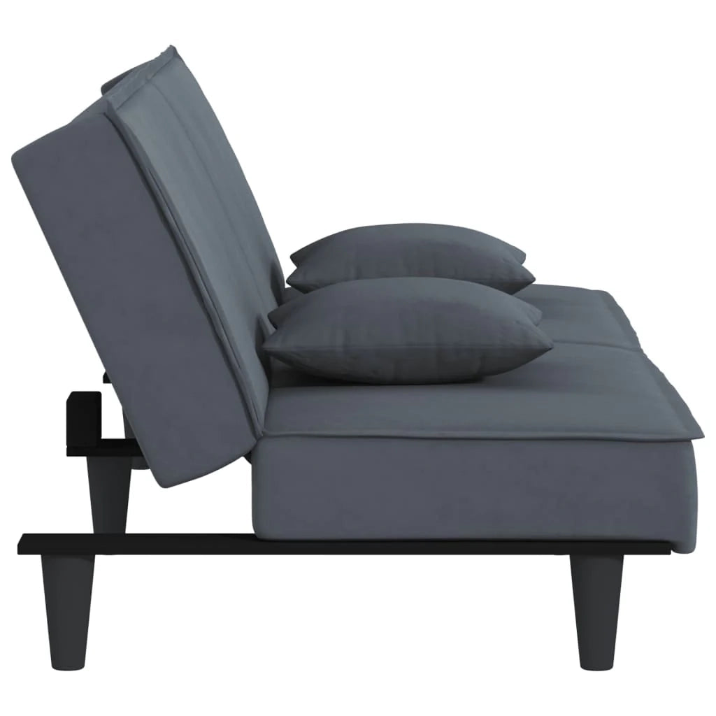 Divano letto grigio 200 x 89 x 70 cm velluto scuro 02_0019246