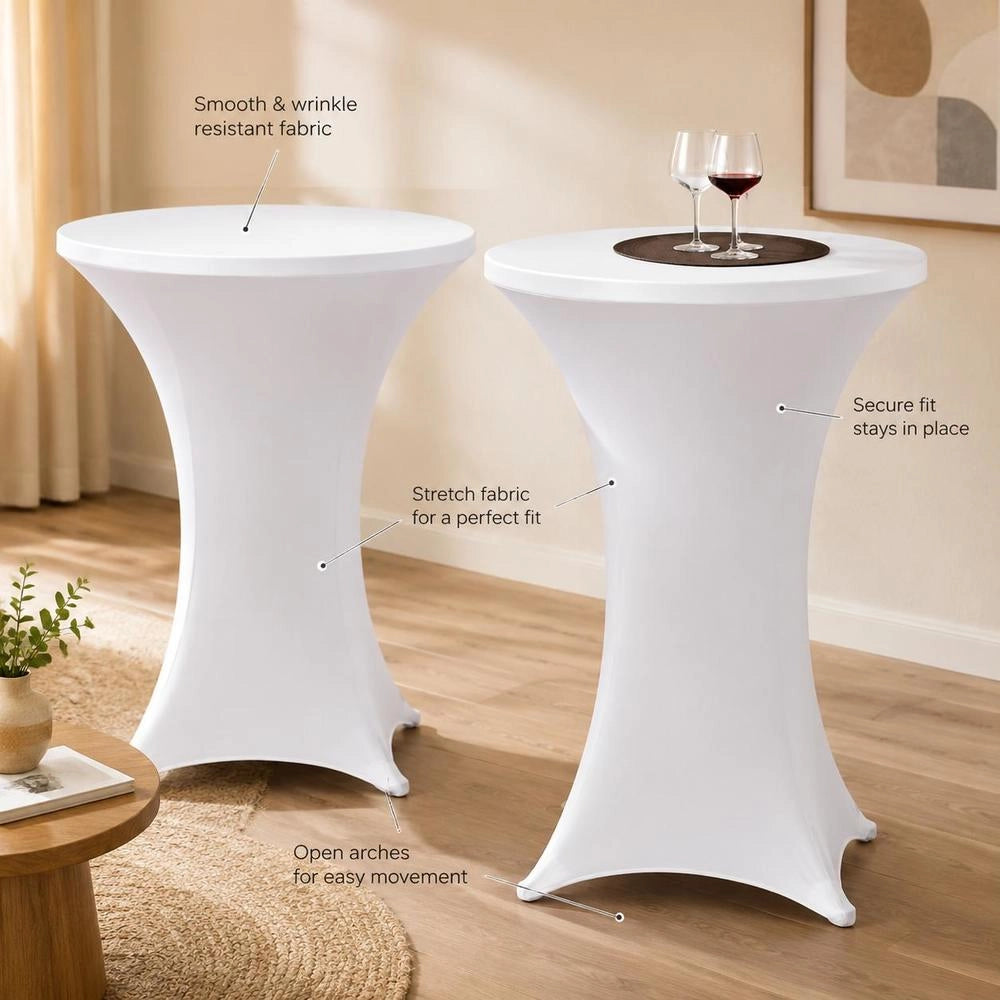 2 X Table Cover For Standing Table, Stretch Cover 60 Cm, White