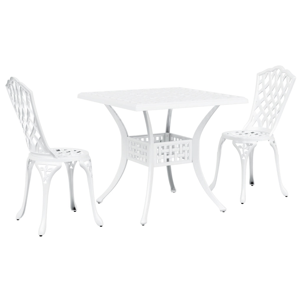 Set Bistro da Giardino 3 Pezzi in Alluminio Bianco