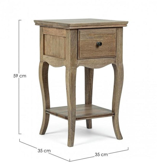 Comodino 1 Cassetto 35x35x59 cm in Legno