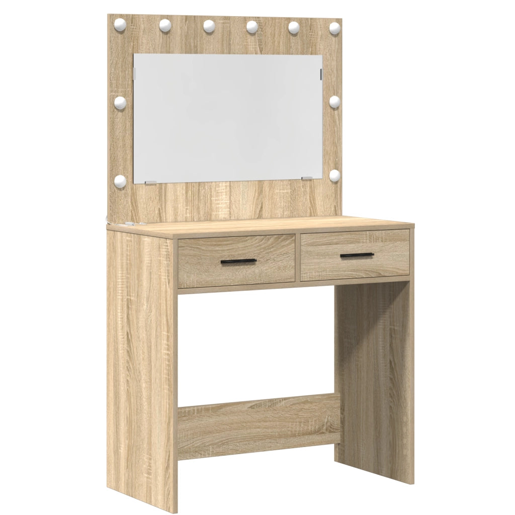 Set di toeletta a 3 pezzi con LED in Rovere Sonoma in legno ingegnerizzato