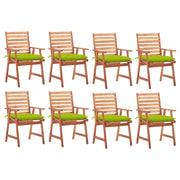 Sedie da Pranzo da Esterni con Cuscini 8 pz Massello di Acacia cod mxl 45867