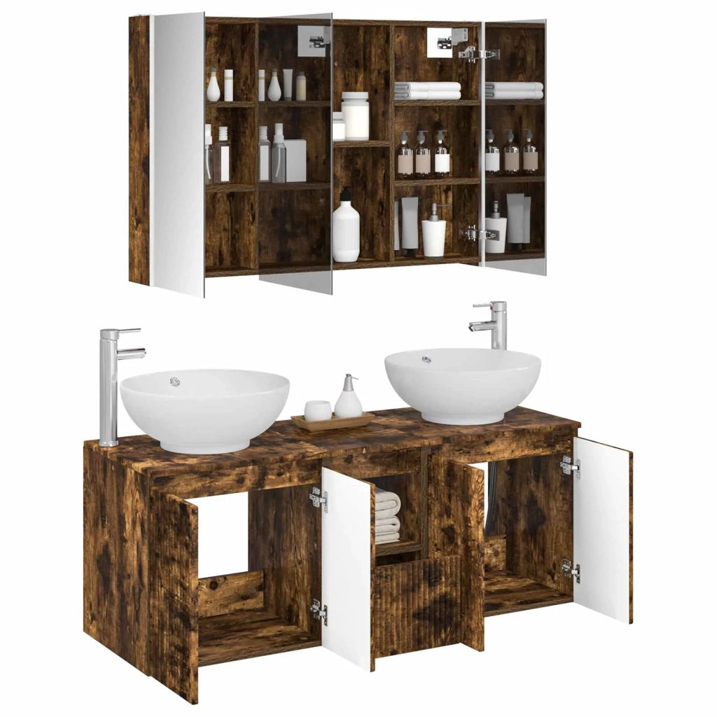 Set di Armadi da Bagno 4 pcs Rovere Fumo Legno ingegnerizzato 3406507