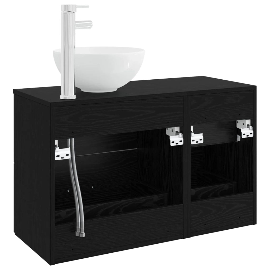 Set di mobili per il bagno 2 pcs Rovere Nero 3403945
