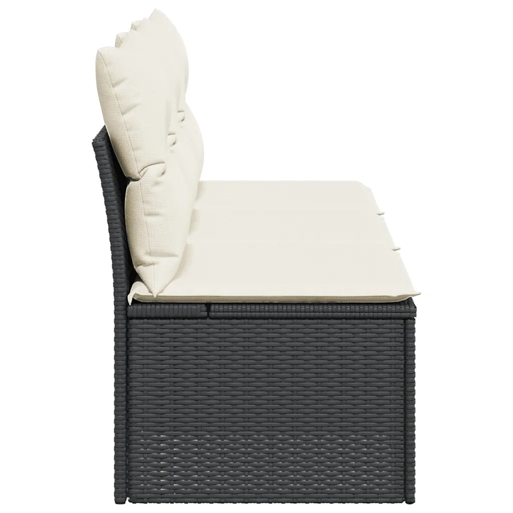 Divano da Giardino a 3 Posti-Sofa da giardino con Cuscini Nero in Polyrattan 919229