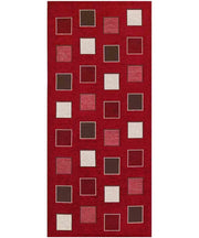 Tappeto moderno SQUARE ROSSO geometrico a quadri, passatoia cucina multiuso lavabile in lavatrice e anti-scivolo cm.55x240