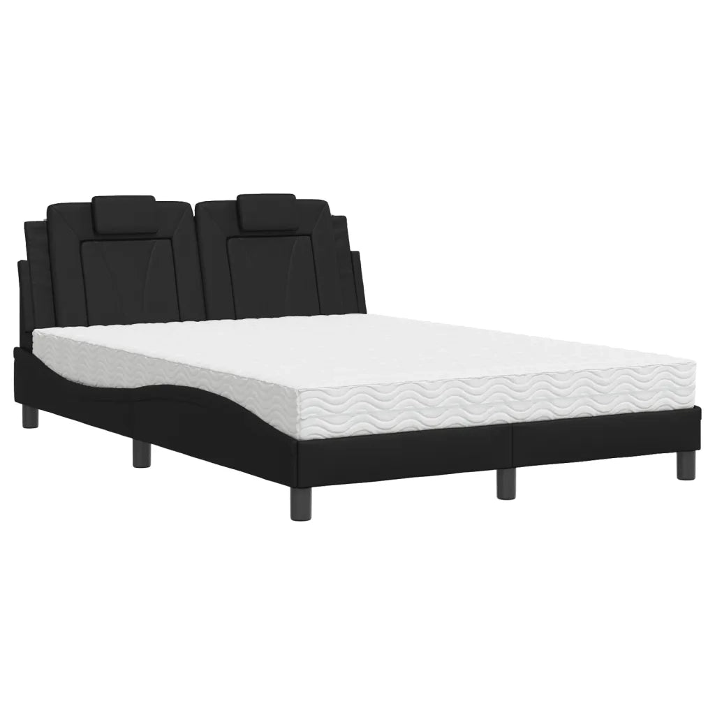 Letto Viana con Materasso Nero 140x200 cm in Similpelle 3208796