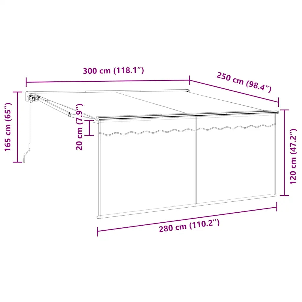 vidaXL Tenda Retrattile Blu e bianco 300 x 250 cm Tessuto