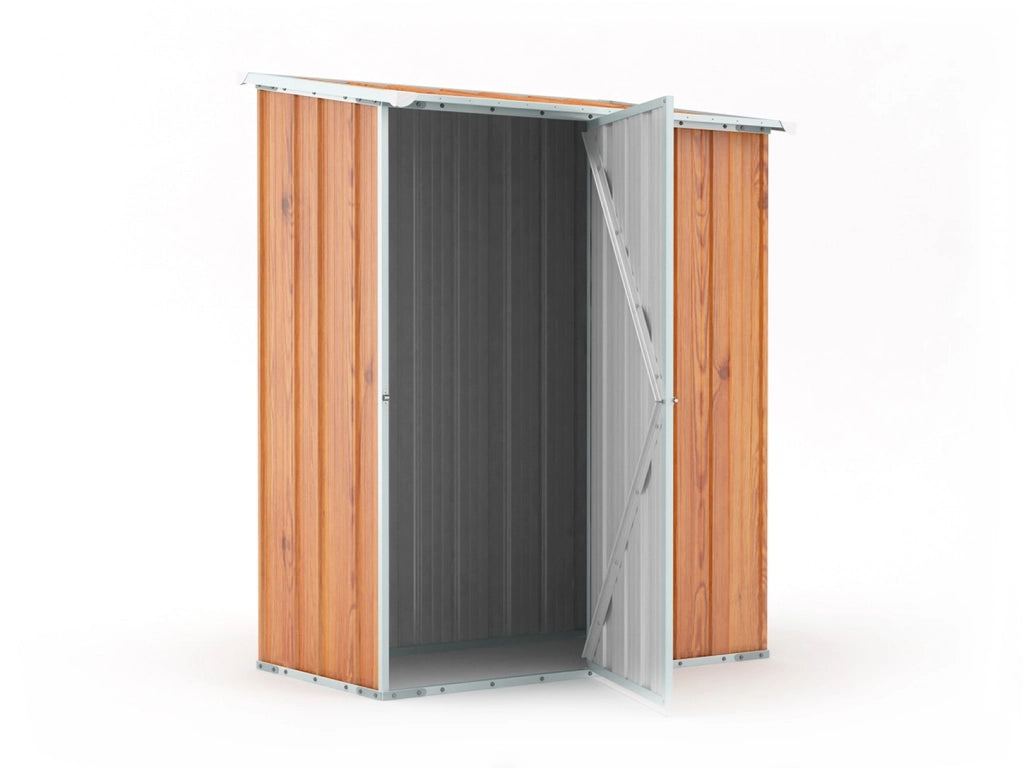 Casetta da giardino in lamiera zincata box acciaio 155x100cm x h 192cm - 50kg - 1,55mq - LEGNO