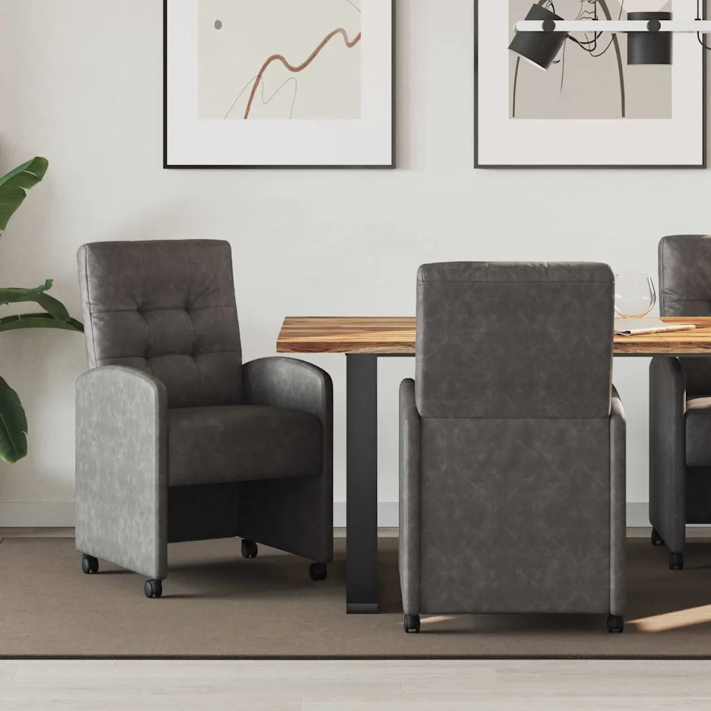 Sedie da Pranzo con Ruote con ruote 2 pcs Nero 58 x 67 x 97 cm