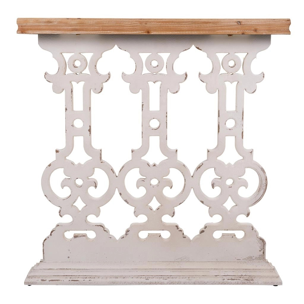 Mobile da ingresso in legno intagliato bianco 81x30x82h