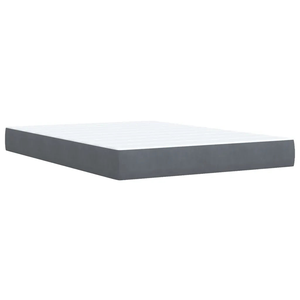 Giroletto a Molle con Materasso Grigio Scuro 160x200 cm Velluto