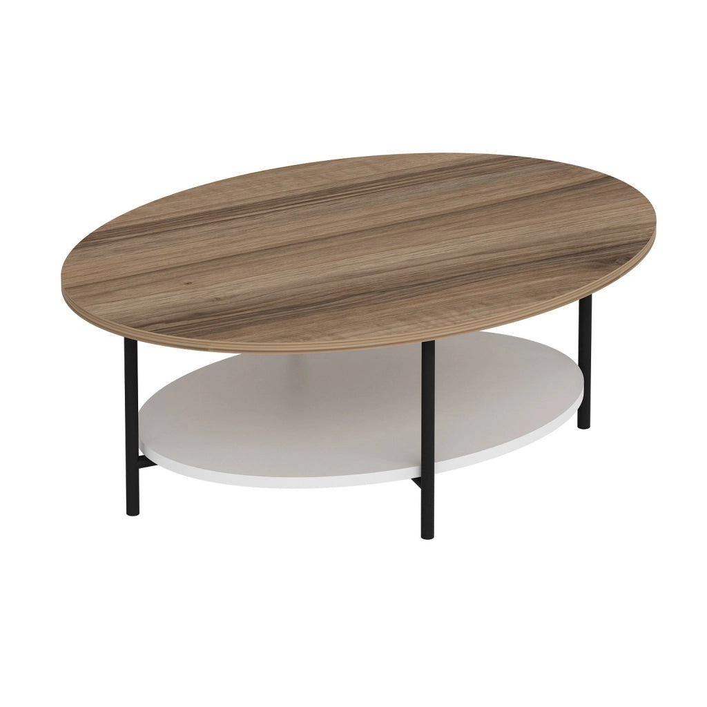 Tavolino da caffè in legno "Elis" - 90 x 60 x 36 cm - Rovere bianco
