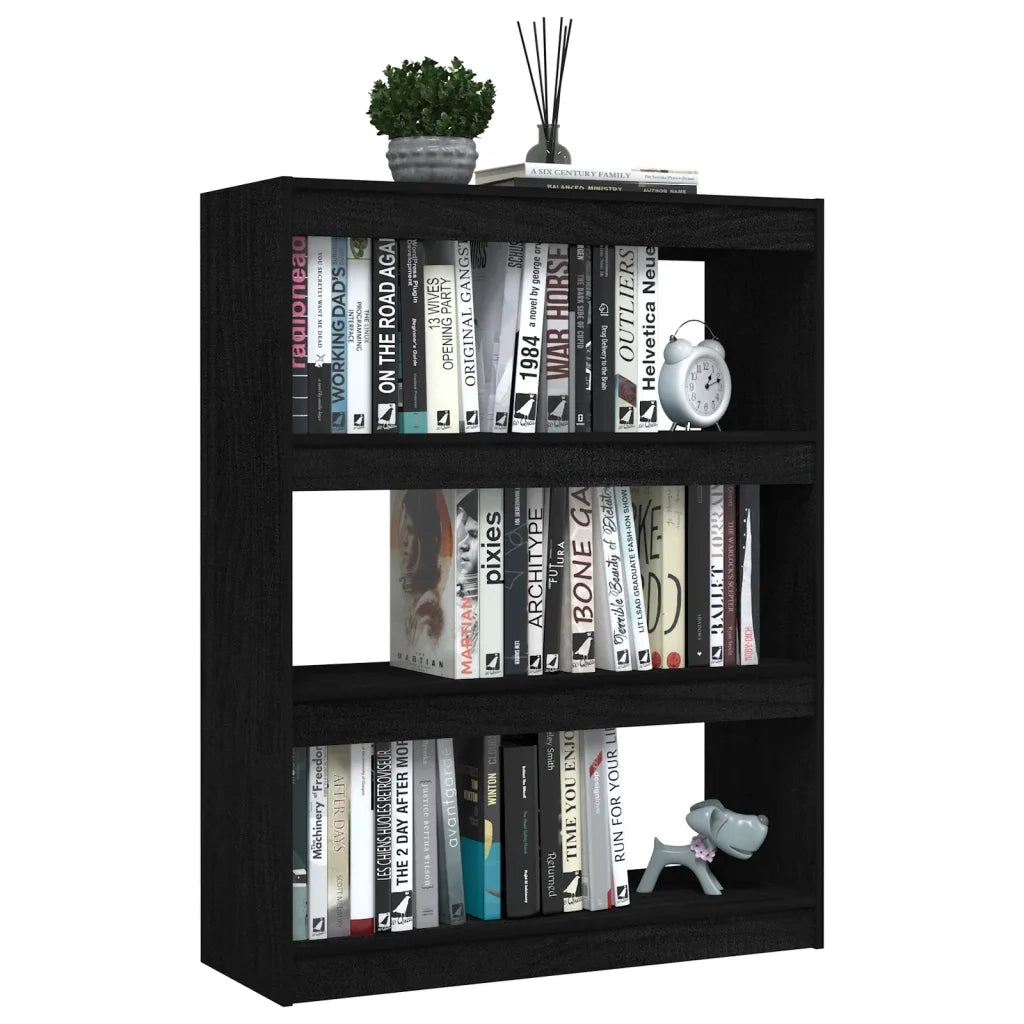Libreria/Divisorio Nero 100x30x103 cm in Legno Massello di Pino 808217