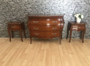Set  1 comò in legno bombato 2 comodini bombati finitura bassano - Mobili 2G