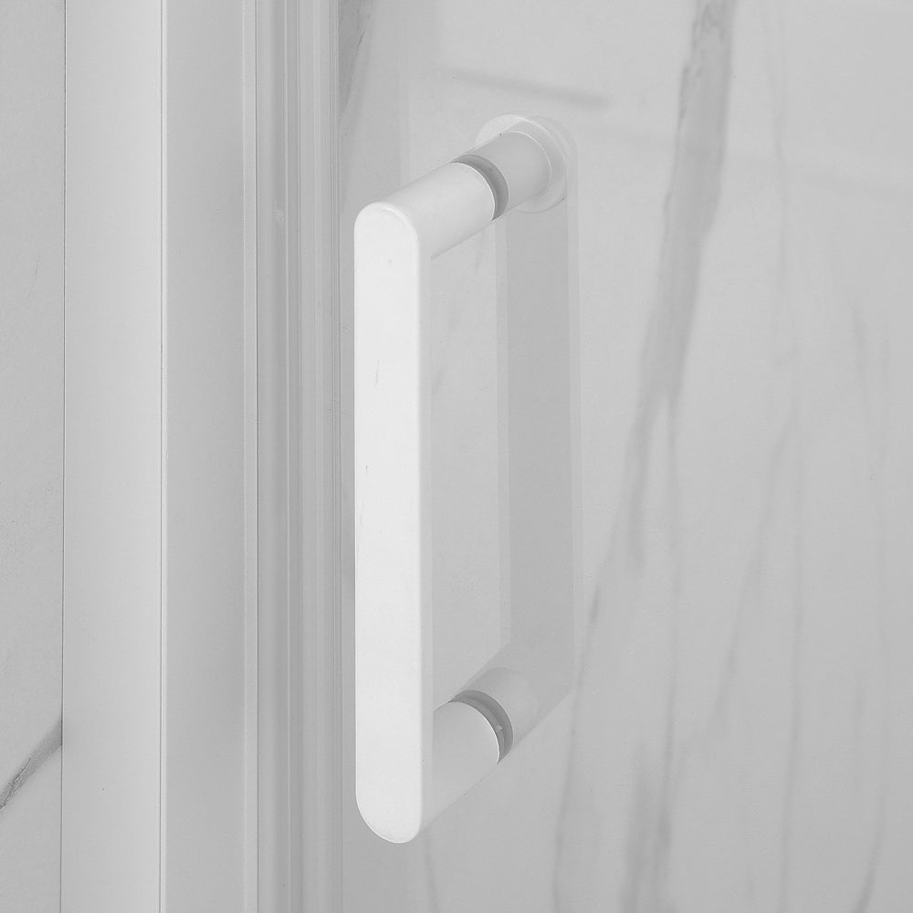 Box doccia 3 lati 80x140x80 in vetro temperato trasparente scorrevole con profili bianchi Tay