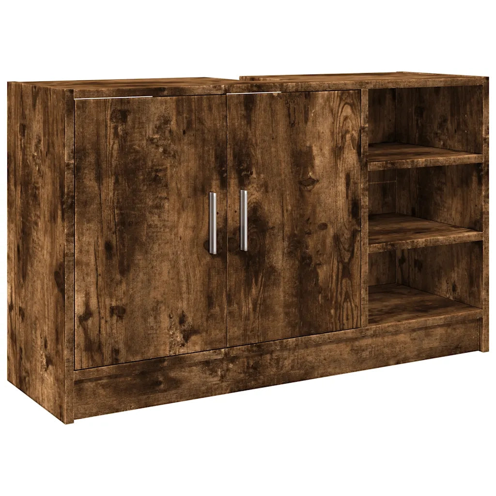 Mobile Lavabo-Armadietto da bagno Rovere Fumo 90x29x55 cm in Truciolare