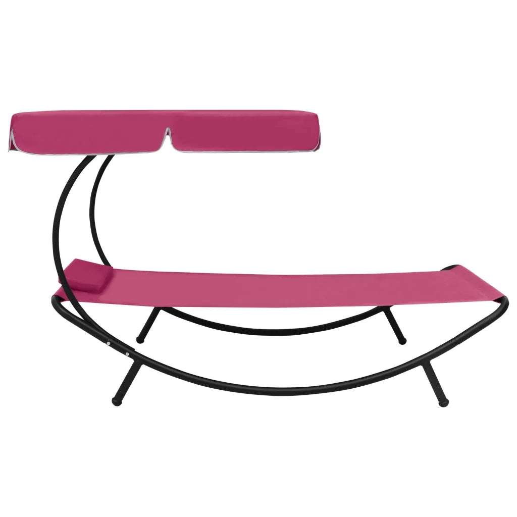 Lettino Prendisole con Baldacchino e Cuscino Rosa 313536