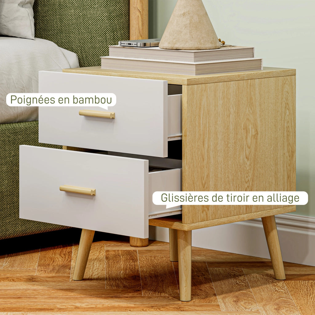 Comodino con 2 cassetti ¨C zephmum ¨C 40x40x50 cm, effetto quercia