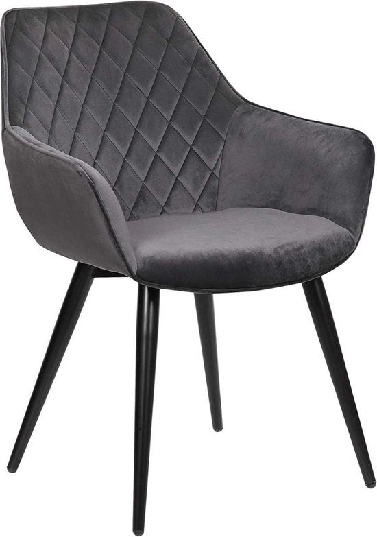 Sedile da Pranzo Ergonomico con Braccio - Sedili da Pranzo, Sedile, Sedile da Tavolo, Divano - Velluto - Grigio Scuro