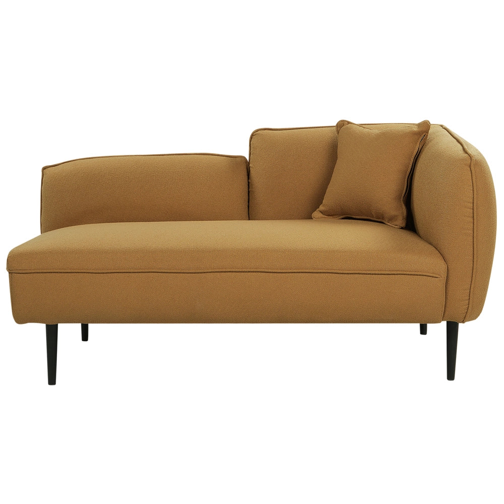 Chaise longue Destra in poliestere giallo con cuscino e gambe metallo da salotto