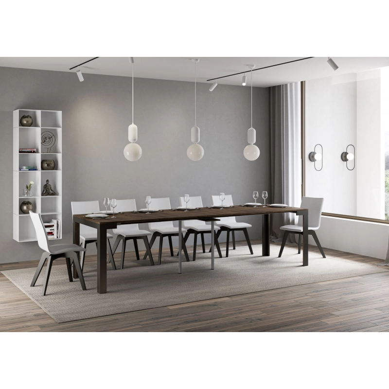 Consolle allungabile 90x40/300 cm Linea Evolution telaio Antracite - Noce