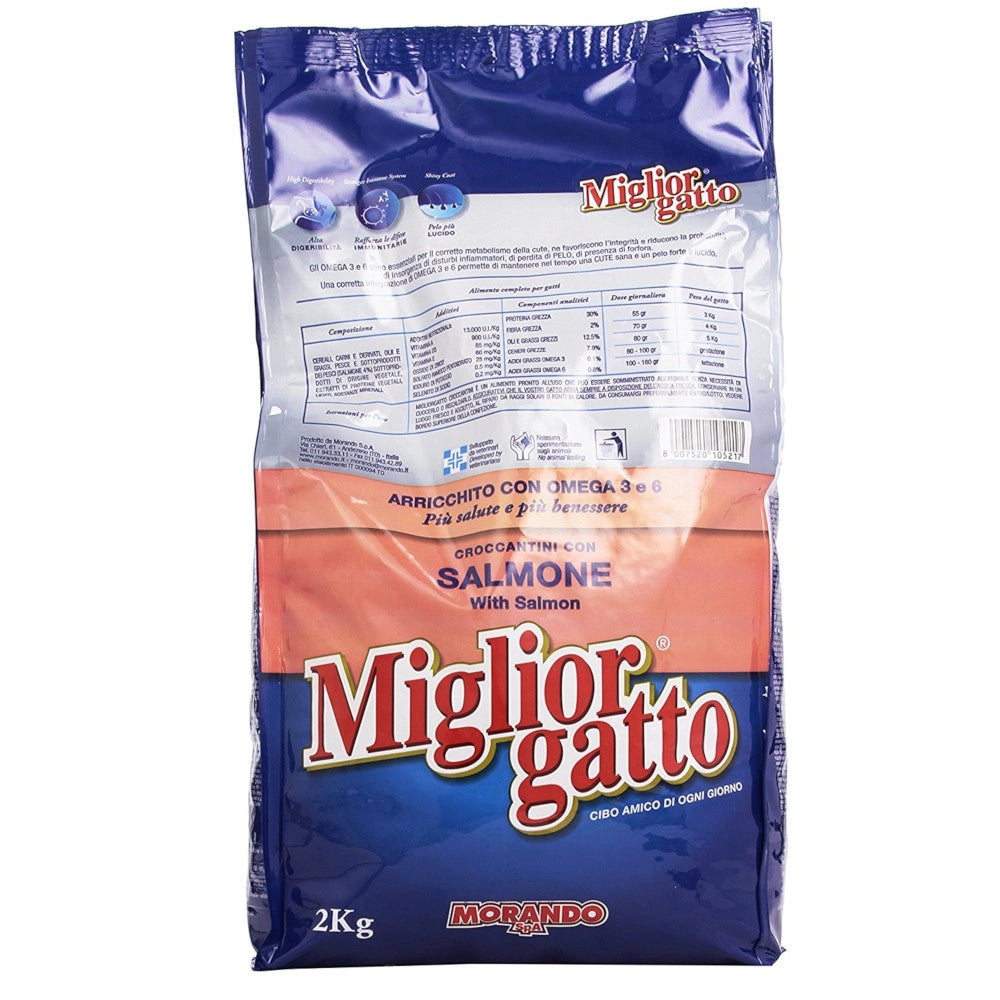 Multipack da 6 di miglior gatto croccantini per gatti con salmone confezione da 2 kg cadauno