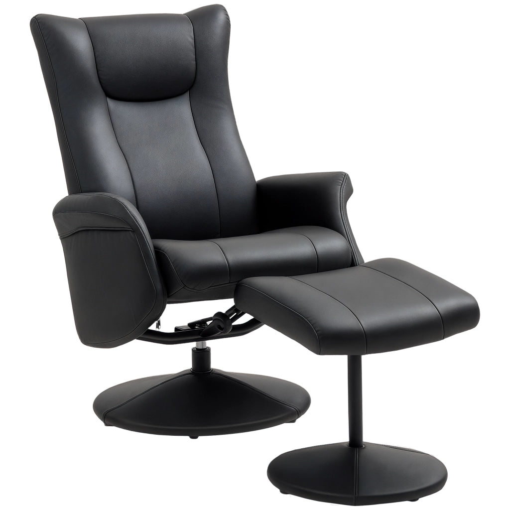 Poltrona relax con poggiapiedi ¨C Xylo ¨C girevole reclinabile similpelle nero