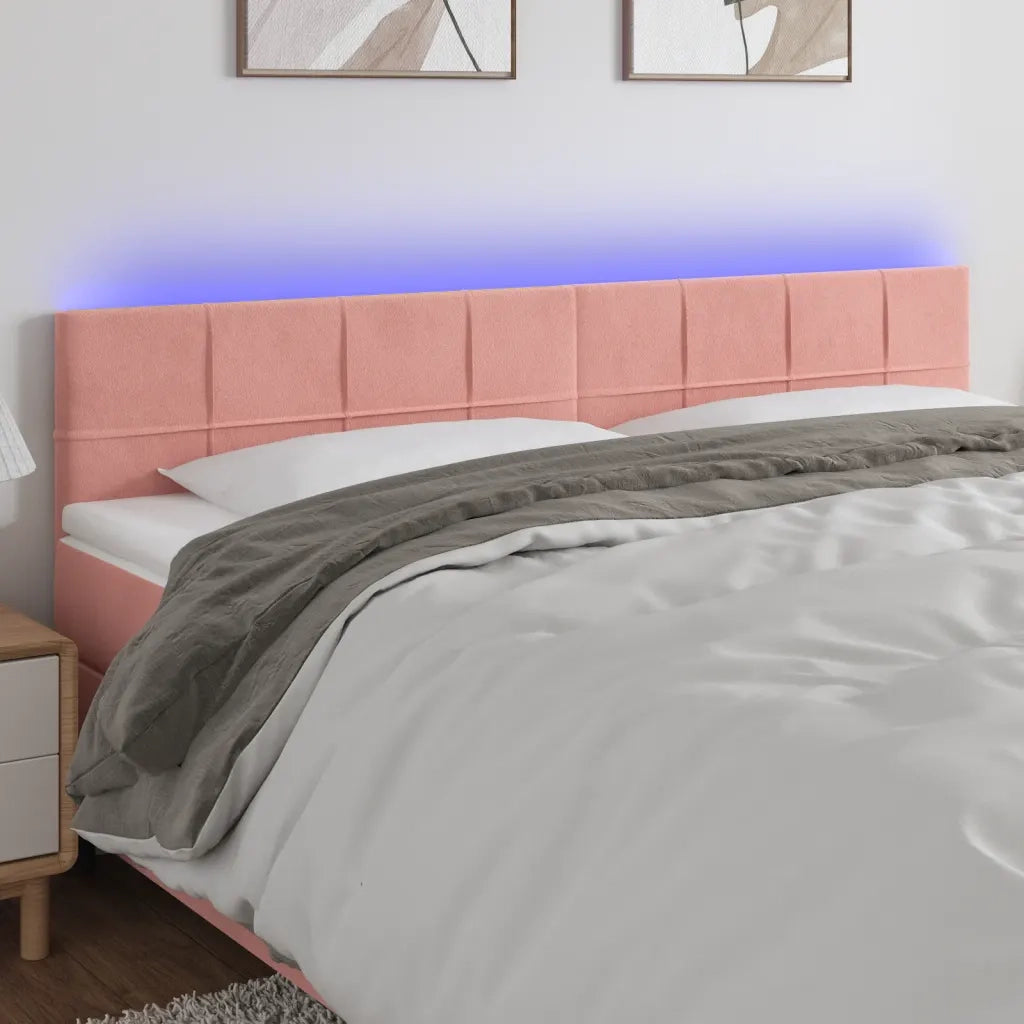 Testiera a LED-Testata con LED Rosa 180x5x78/88 cm in Velluto 359788