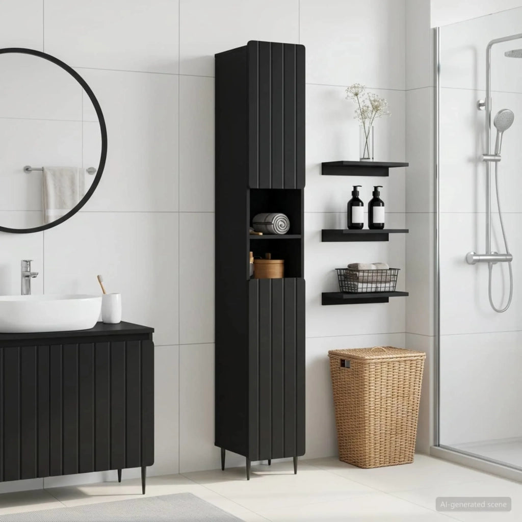 Armadio da Bagno con Ripiano Aperto ZWOLLE Nero 896376