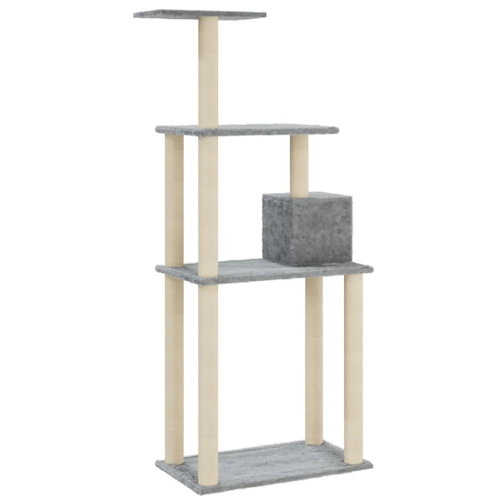 Albero per Gatti con Tiragraffi in Sisal Grigio Chiaro 147 cm 171477