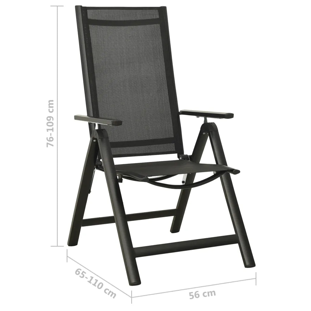 Sedie Giardino Pieghevoli 2 pz | Sedie da Esterno Textilene e Alluminio Nere
