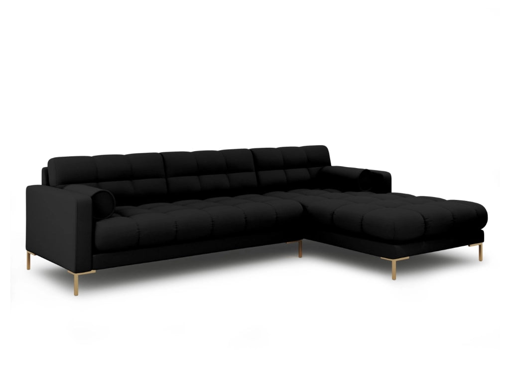 Cosmopolitan Design - Divano angolare destro "Bali" 5 posti in tessuto strutturato nero 