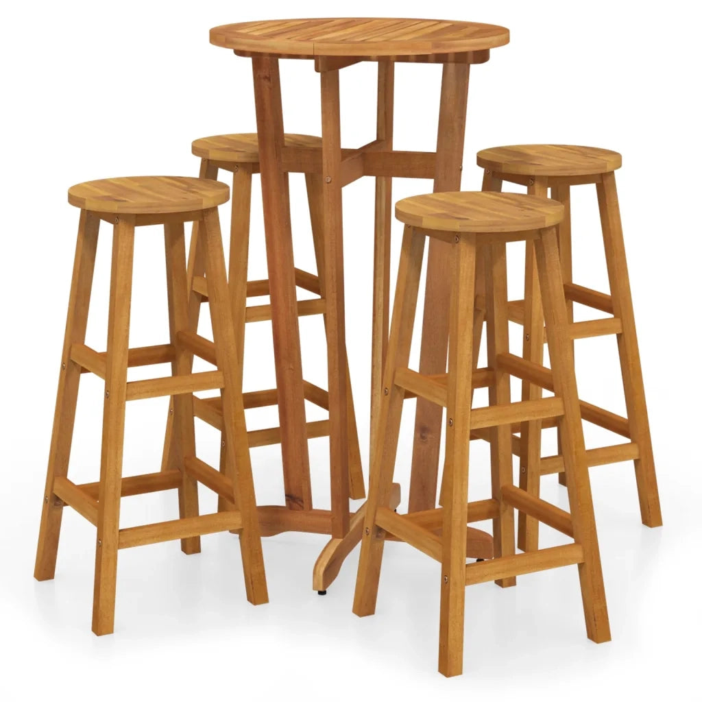 Set da Bar da Giardino 5 pz | Set Salotto da Giardino in Legno Massello di Acacia