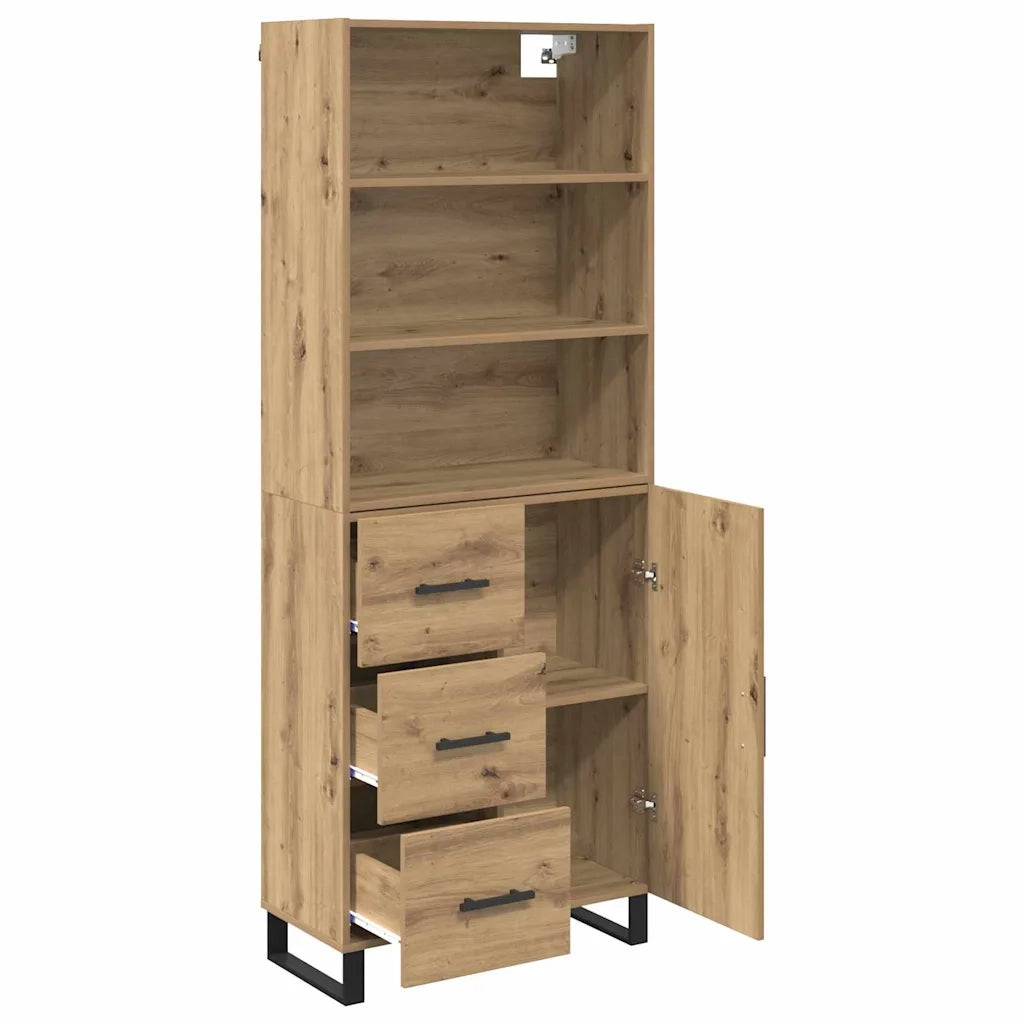 Credenza con Cassetto-Buffet-Armadio da cucina Rovere artigianale 69,5 x 34 x 180 cm 485702