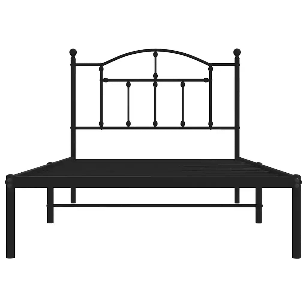 Giroletto con Testiera in Metallo Nero 100x190 cm