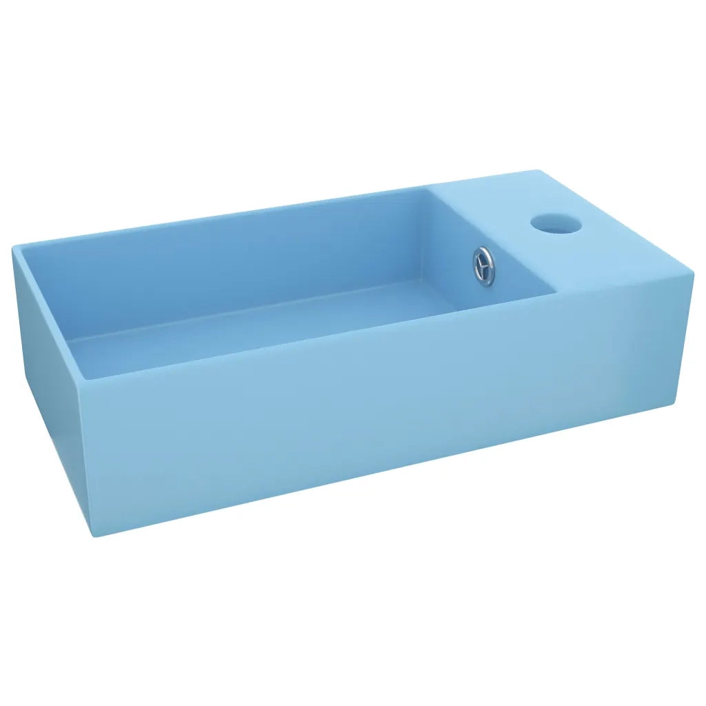 Lavandino con Troppopieno in Ceramica Azzurro 146989