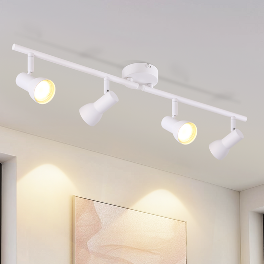 ZMH Faretto da soffitto bianchi 4 luci GU10 orientabili 350° metallo per soggiorno senza lampadina