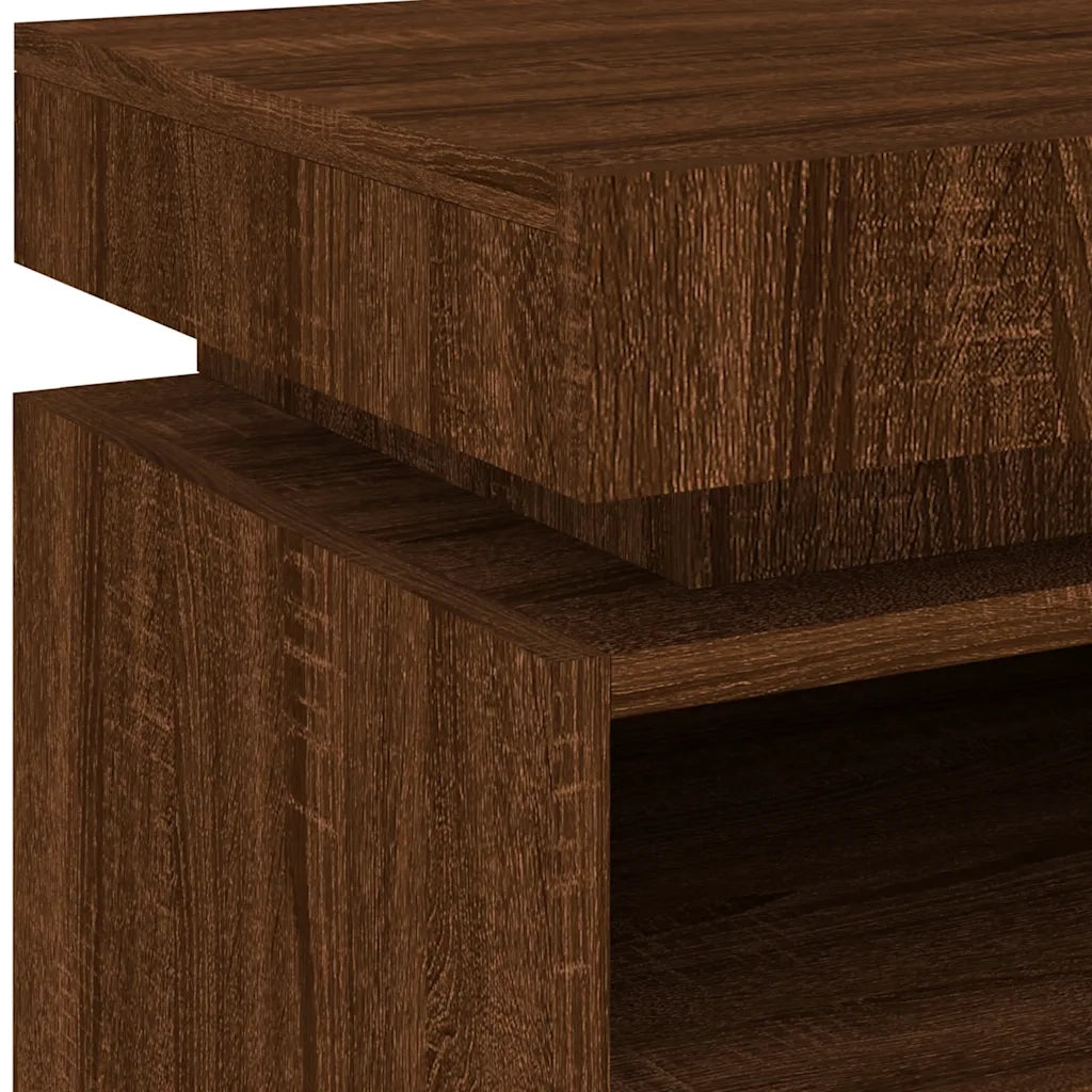 Comodino | Armadio da Notte | Mobiletto da notte con Luci LED Rovere Marrone 40x39x48,5 cm