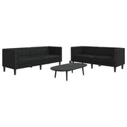vidaXL Set Divani Chesterfield 2pz Nero in Similpelle