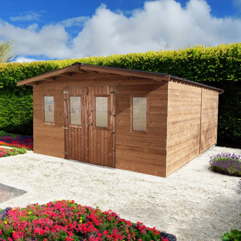 Casetta da giardino in legno 400x500 cm – Legno termotrattato 28 mm – Tetto in acciaio – THA4050.02T Foresta
